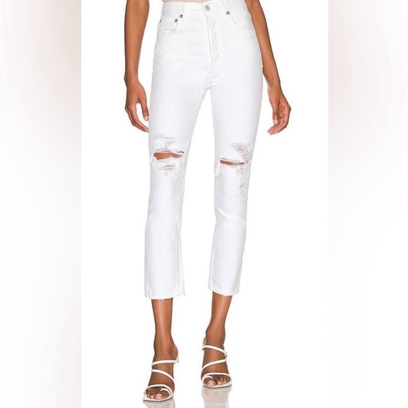 Agolde Riley High Rise Crop Distressed Jeans - Picture 2 of 11